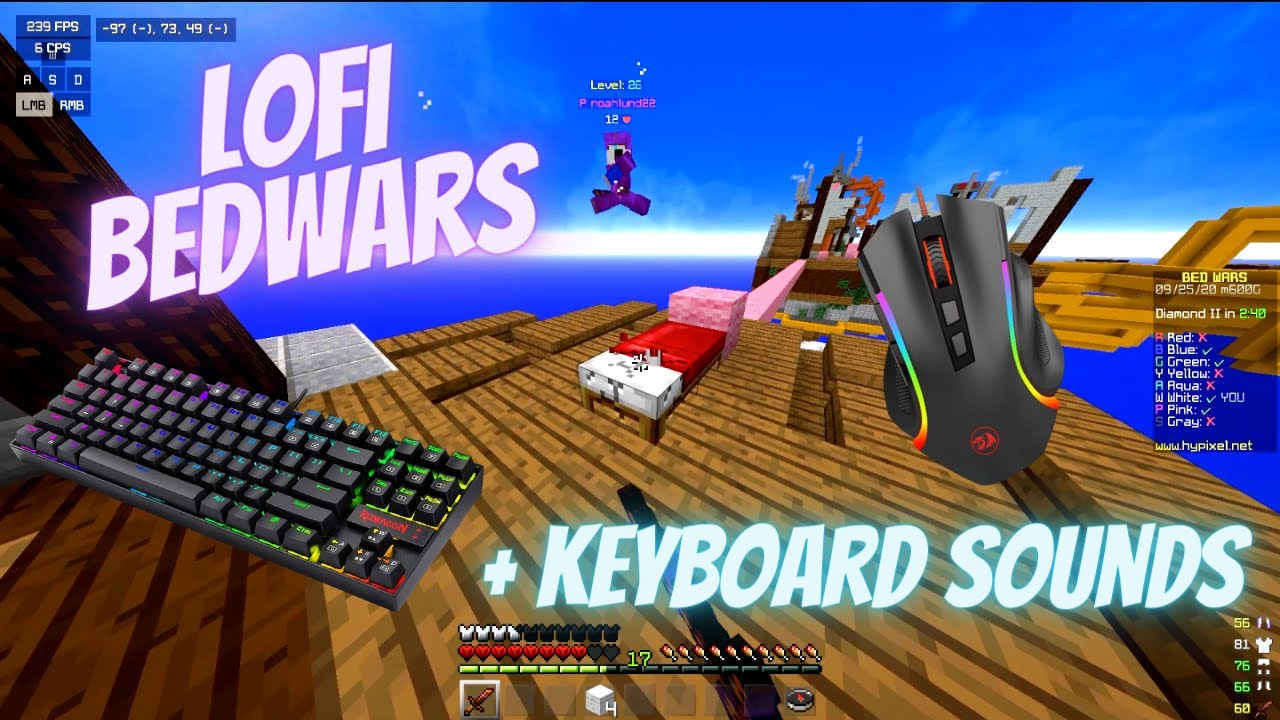 LoFi Bedwars Gameplay + Keyboard Sounds! | Hypixel Bedwars | Minecraft