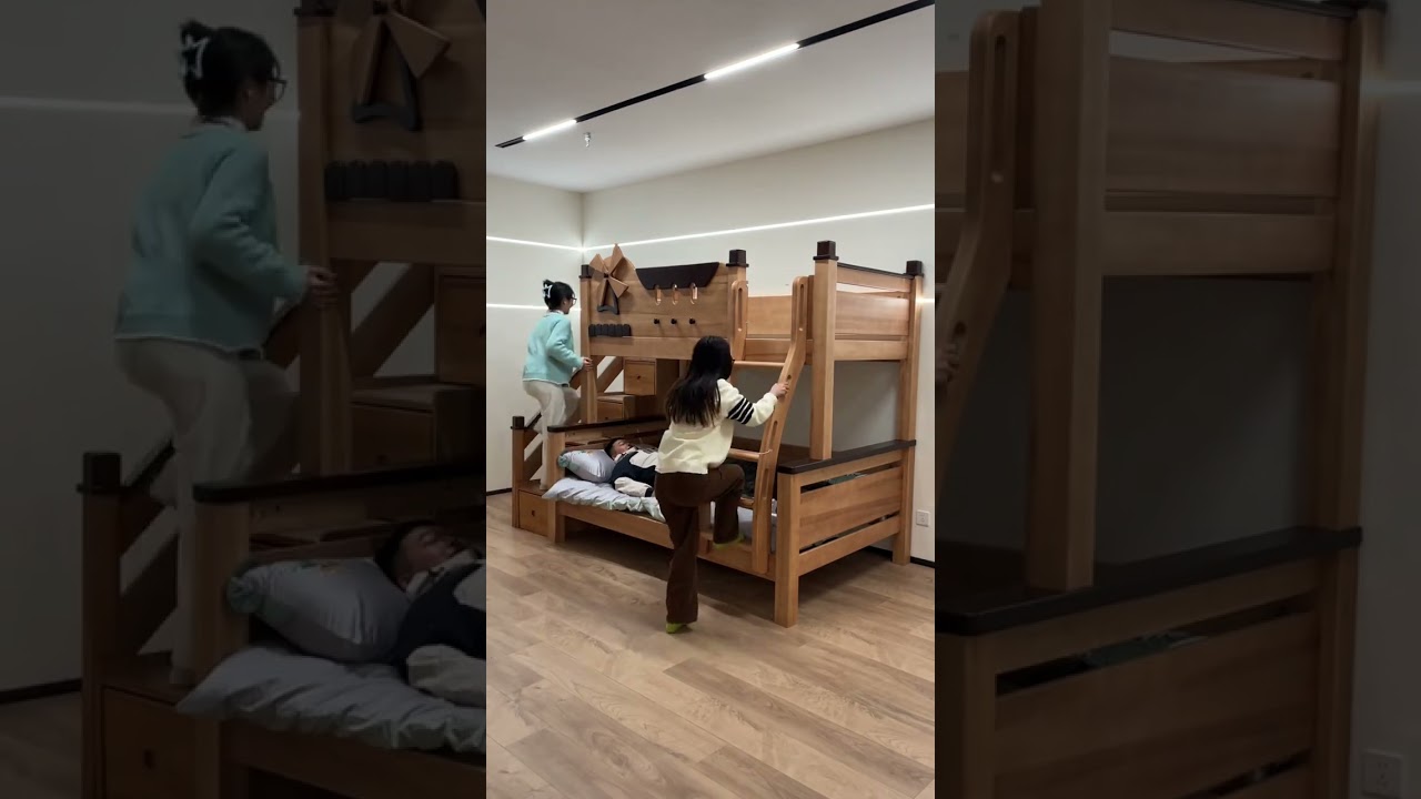 “Space-Saving Kids Bunk Bed with Storage & Stairs 🔥”