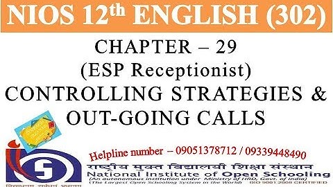 CHAPTER 29 - CONTROLLING STRATEGIES AND OUT GOING CALLS | ESP RECEPTIONIST | NIOS ENGLISH 302