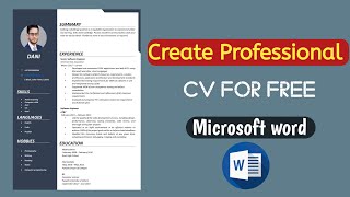 Create Cv for the job | best cv format 2023 | create best cv format free.