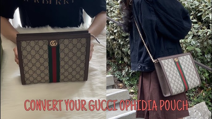 GUCCI OPHIDIA POUCH, WHAT FITS, HOW TO COVERT TO A SHOULDER BAG