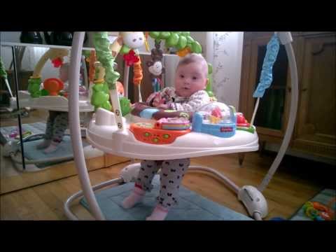 Baby Mariam in a fisherprice jungle bouncer / მარიამი სახტუნაოში პირველად