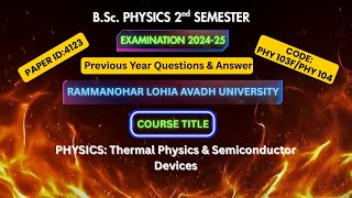 BSc Physics 2nd sem I Thermal Physics &amp; Semiconductor Devices I Previous  Year  Questions #rmlauexam