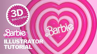 How to make 3D Barbie Wallpaper in Adobe Illustrator | Barbie Movie | Margot Robbie | Ryan Gosling screenshot 3
