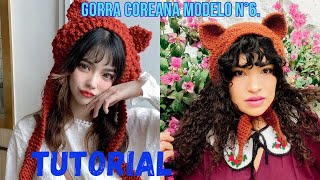 como tejer gorra coreana modelo N° 6 en dos agujas o palitos