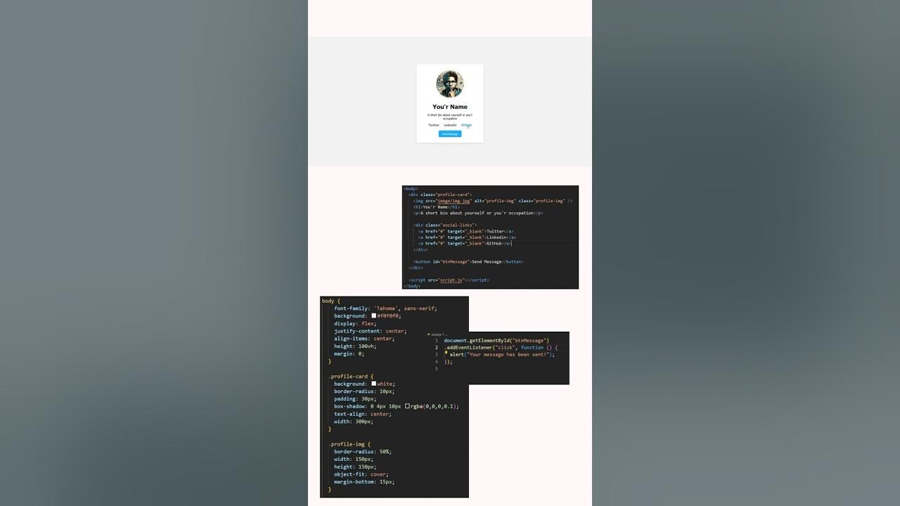 Profile Card with HTML, CSS & JS - YouTube