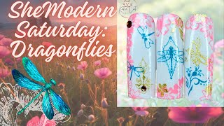 SHEMODERN SATURDAY: DRAGONFLIES | DRAGONFLY NAIL STAMPING | STAMPED DRAGONFLY NAILS