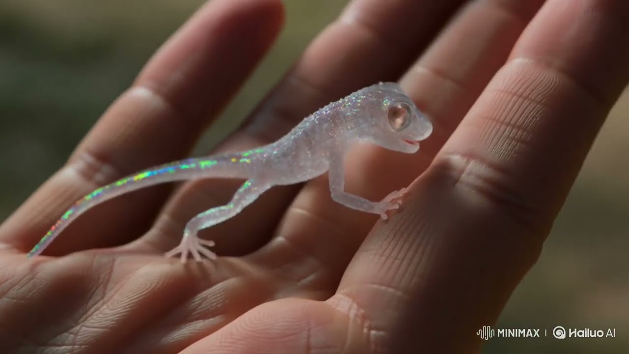 Crystal Gecko Pup Sparkles on a Palm | Living Gem-Like Pet!