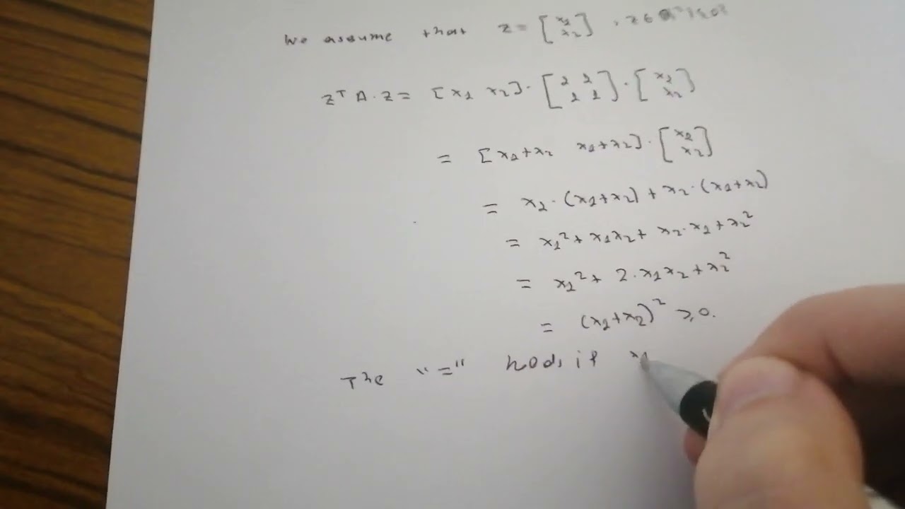 Positive Semidefinite Matrix example YouTube Positive Semidefinite Matrix example YouTube
