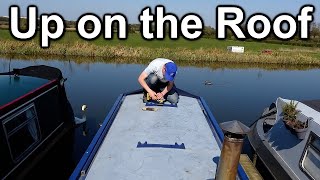 215. Painting the rusty spots on my narrowboat roof