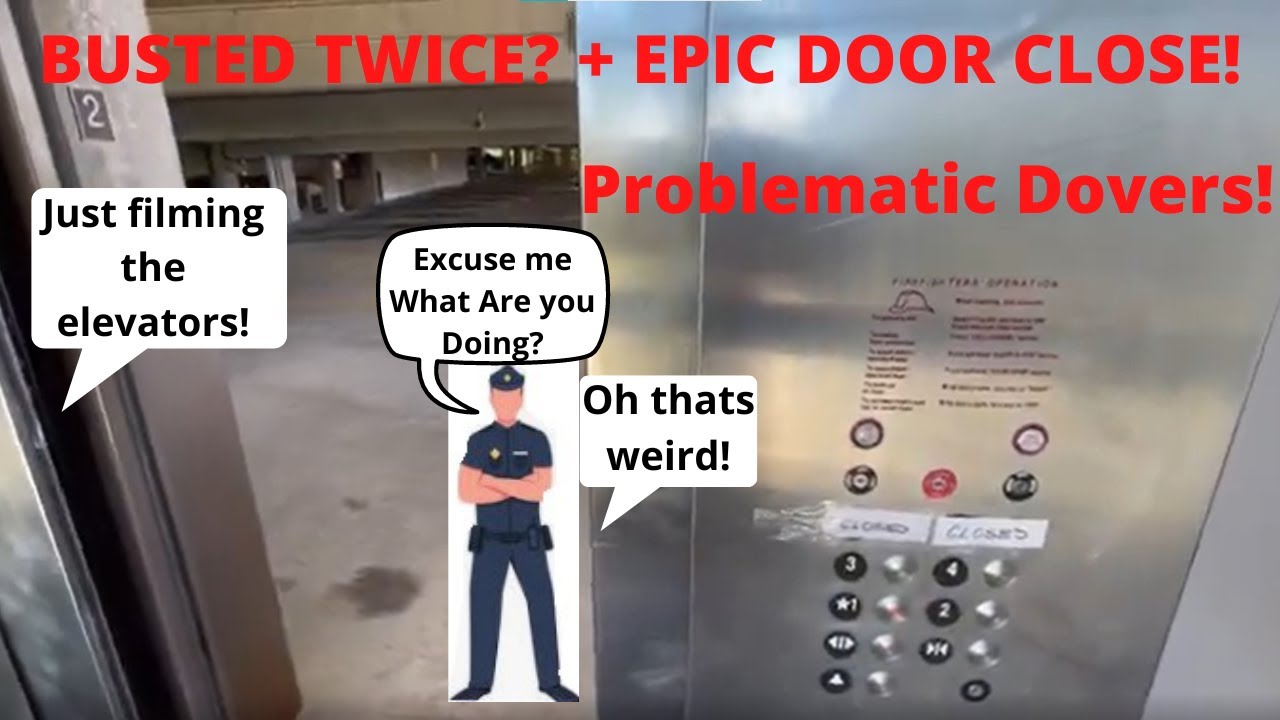 BUSTED TWICE? + EPIC DOOR CLOSE!  AWFUL Dover Traditional Elevators at Auburn Station Auburn WA