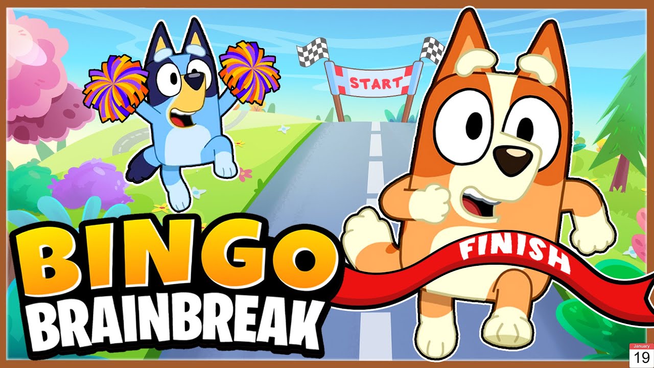 BLUEY RACE | Bingo Brain Break for Kids | Bluey Freeze Dance Party |  Danny Go | Just Dance