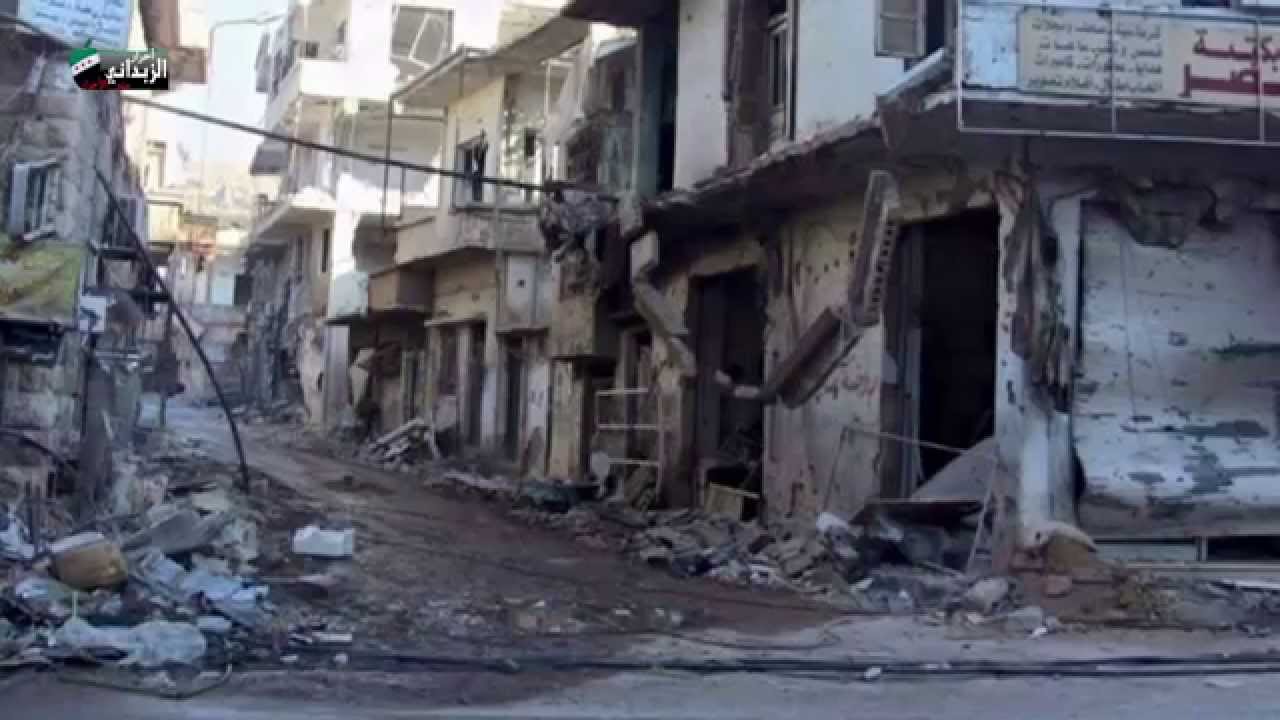 الزبداني  آثار الدمار الذي خلفه اعتداء حزب اللات اللبناني والجيش الأسدي عليها.