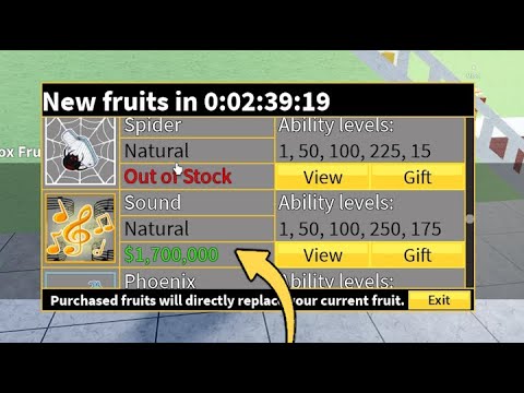 🎼 Sound Fruit Is On Stock Right Now!! (Blox Fruits) 