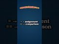 assignment and comparison (= &amp; ==)#java #mounikadailylearn