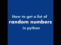 Get a list of random numbers #python #Shorts