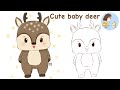 How to Draw Cute baby deer - Cara Menggambar Bayi rusa yang lucu @DrawingwithFenny