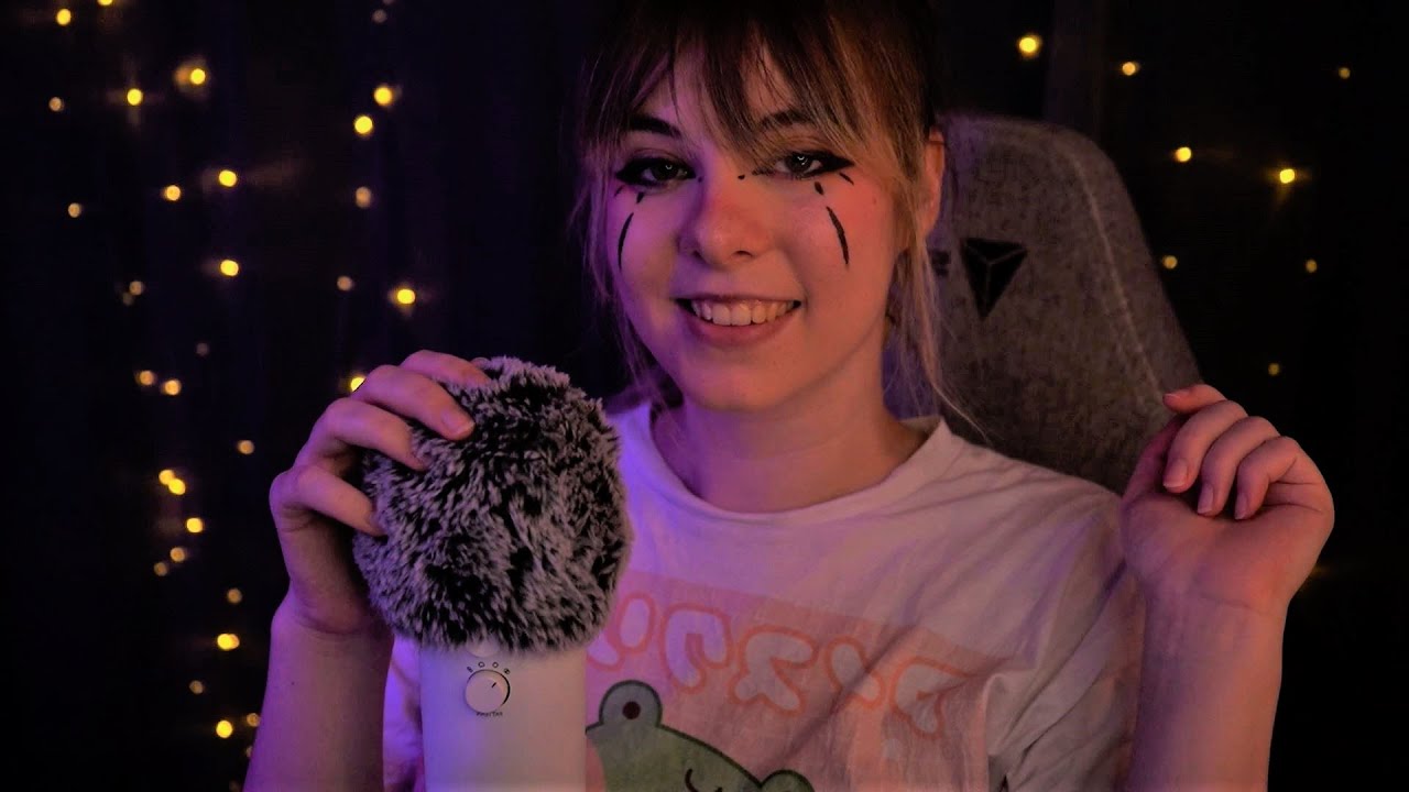 ASMR | extra breathy close up whispering & fluffy mic scratching