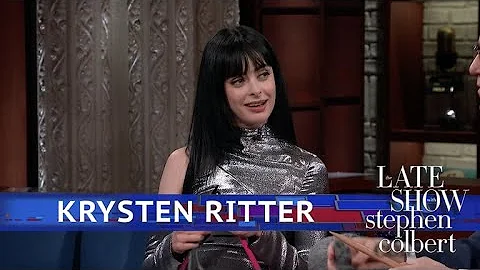 Krysten Ritter Teaches Stephen How To Knit (Or Tries