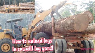 How to unload of logs in sawmill log yard!