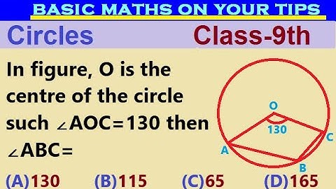 In figure, O is the centre of the circle such ∠AOC=130 then ∠ABC=   #class9circles