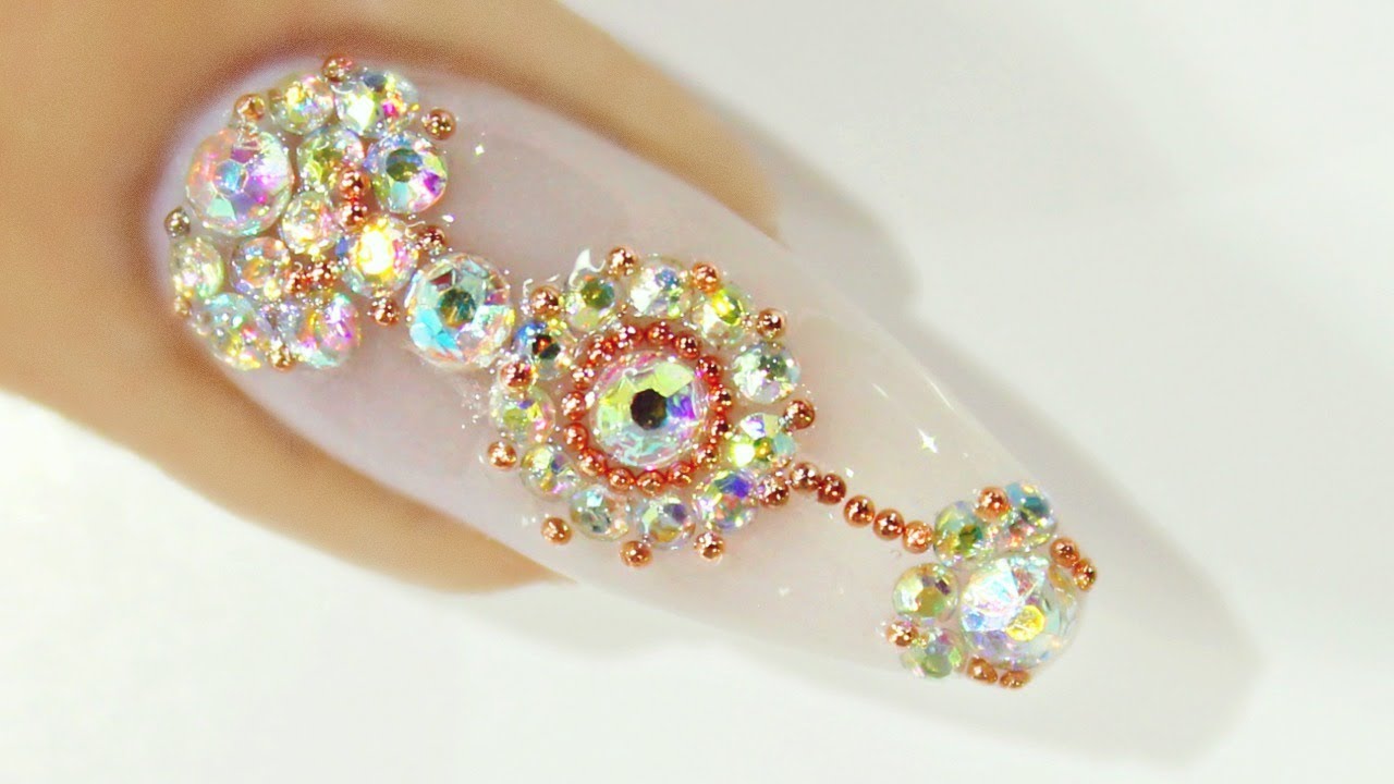 Glamorous and Intricate Crystal Nail Design YouTube