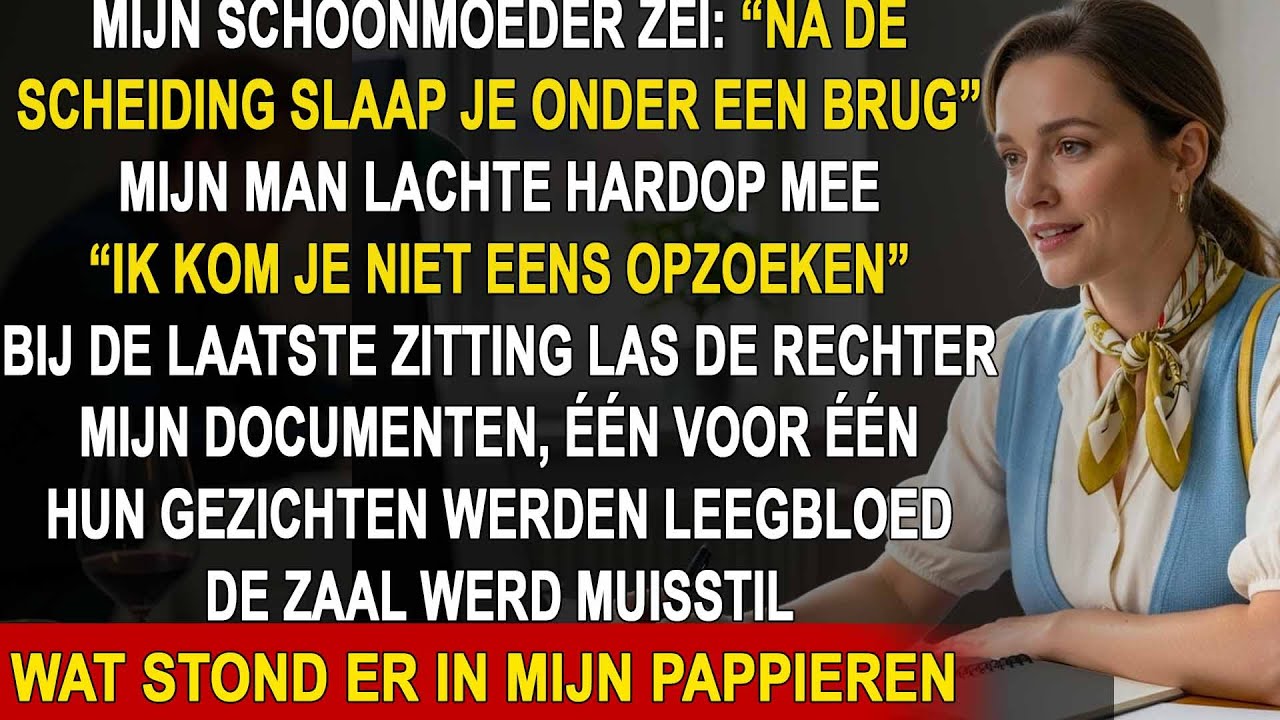 Schoonmoeder sneerde: “Na de scheiding slaap je onder een brug.”Maar mijn papieren maakten haar stil