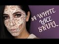 $4 Dollar Tree White Lace Skull Halloween Makeup Tutorial
