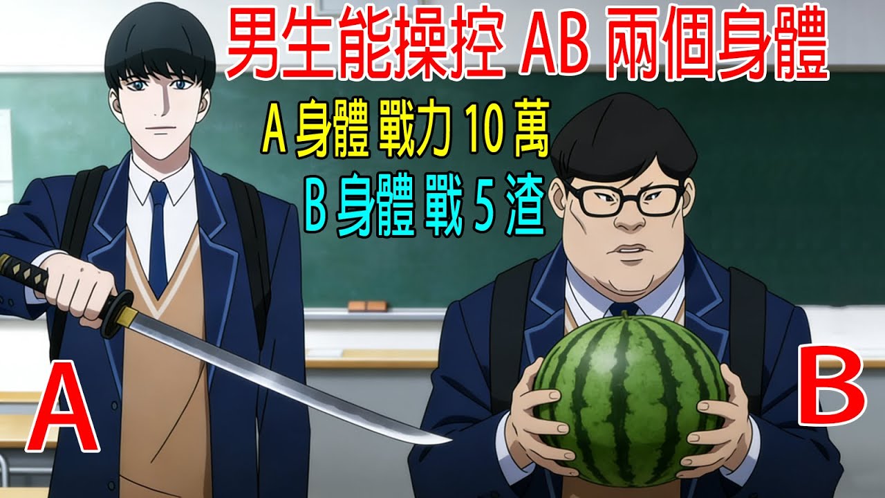 男生能操控AB兩個身體，A身體戰力10萬，B身體是戰5渣！老師都蒙了
