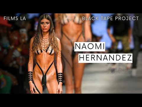 Stunning Swim Model Naomi on the Black Tape Runway