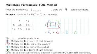 Multiplying Polynomials: FOIL Method