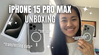 iPhone 15 PRO MAX UNBOXING  Natural Titanium + set up (it takes longer than you think)