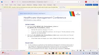 Shelly Cashman Word 365 | Module 6: SAM Project B Healthcare Management Conference