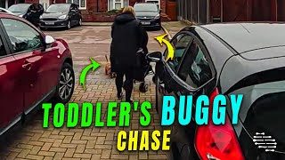 Lady Chases Toddler’s Buggy after the Dog Pulled It