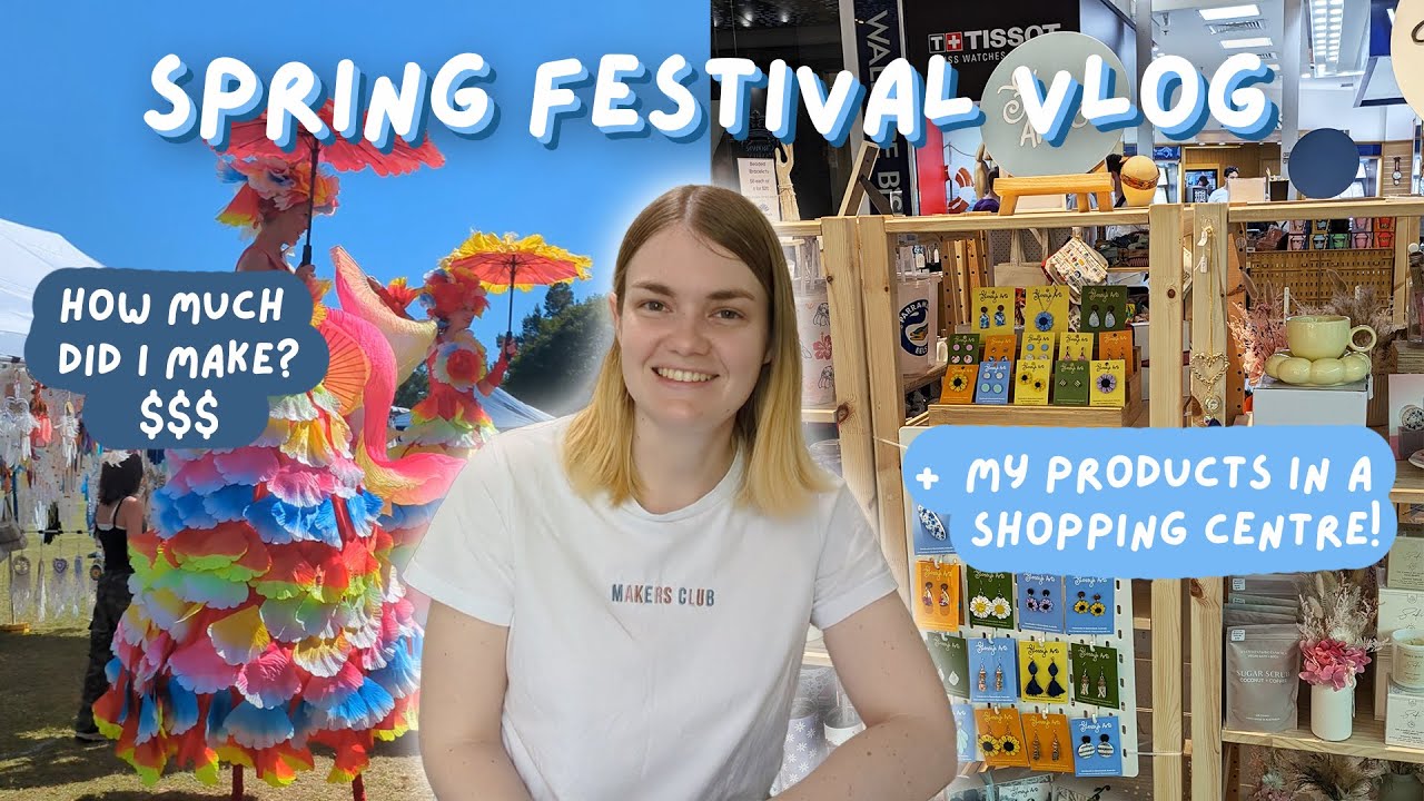 Spring festival market vlog 💐 + my products in a major shopping centre! 🎉