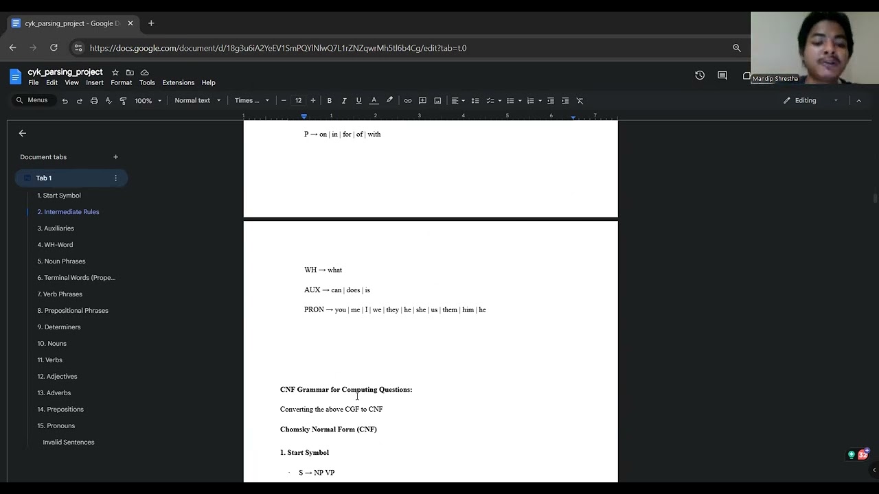 My presentation in CYK parsing