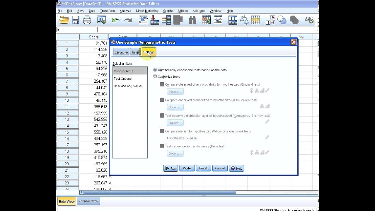 Spss One Sample Median Test Youtube