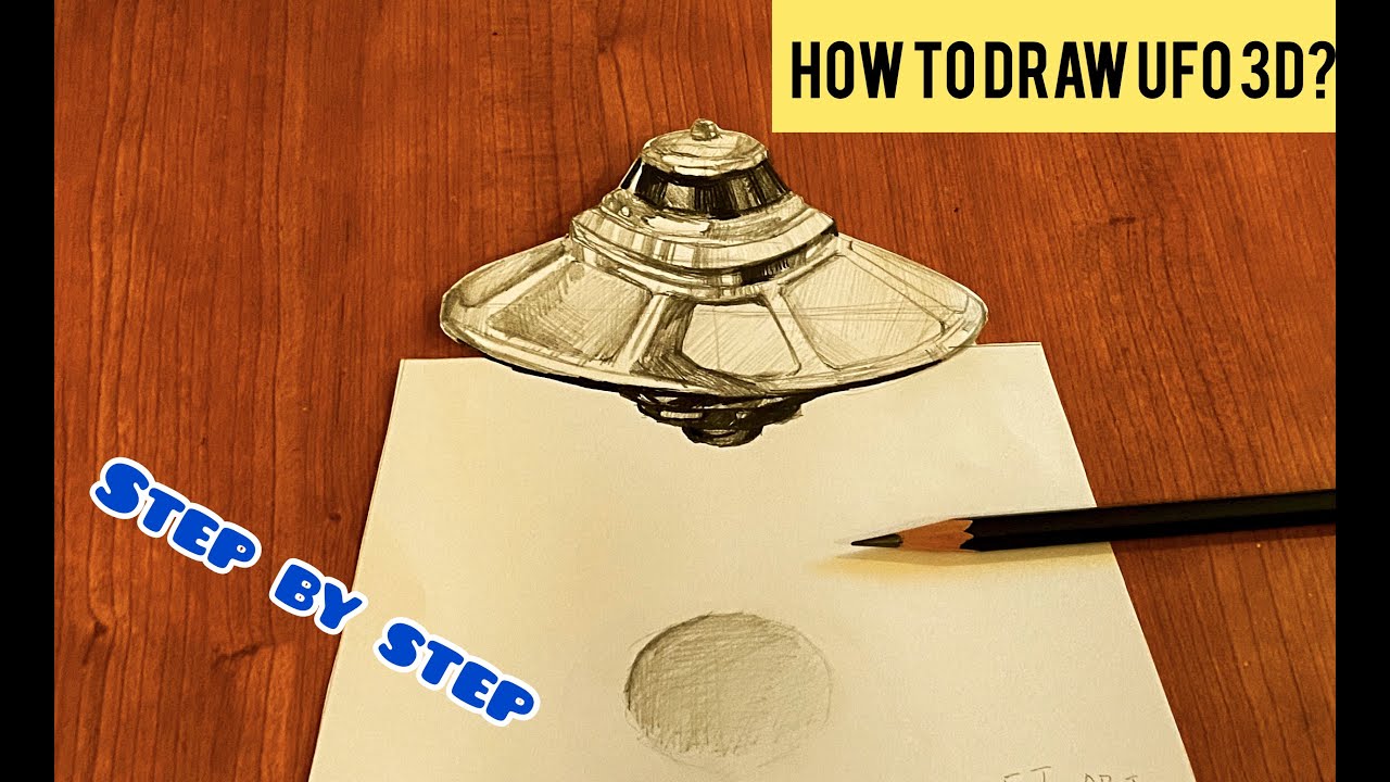 How to draw a UFO step by step easy | 3D drawing tutorial 2020 - YouTube