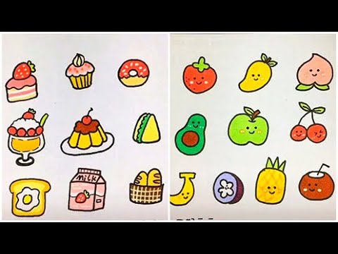 Vẽ món ăn đáng yêu dễ thương, vẽ hình đáng yêu | Cute drawing pictures #60 ...