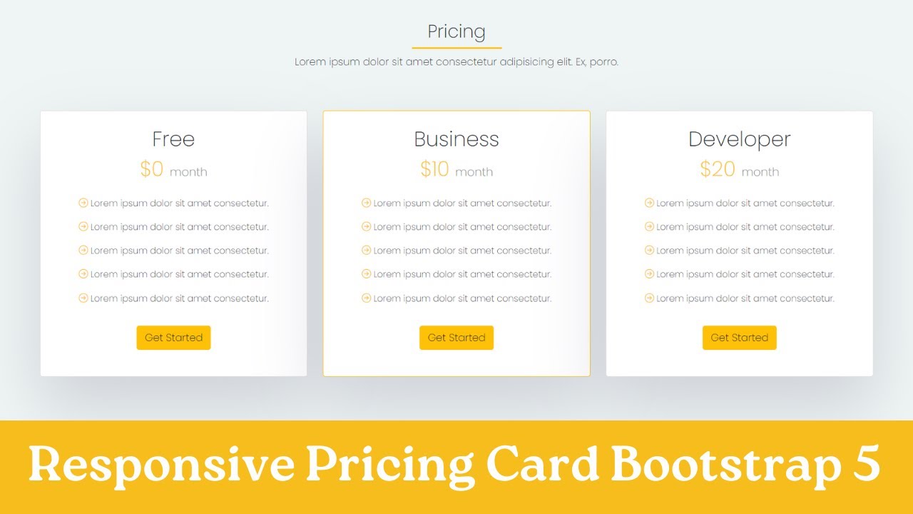 Responsive Pricing Card using Bootstrap 5 - YouTube