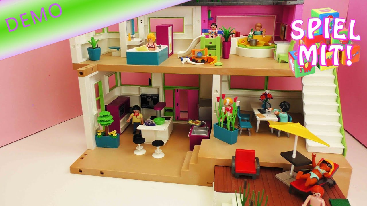 Playmobil luxusvilla playmobil mit pool, küche, badezimer ...