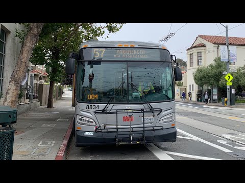 (NEW SEGMENT) SF MUNI 2016 New Flyer XDE40 #8834 on 57 Parkmerced