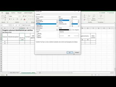 01-Modello di distillazione per rettifica - parte 1 - Tabella dati di progetto