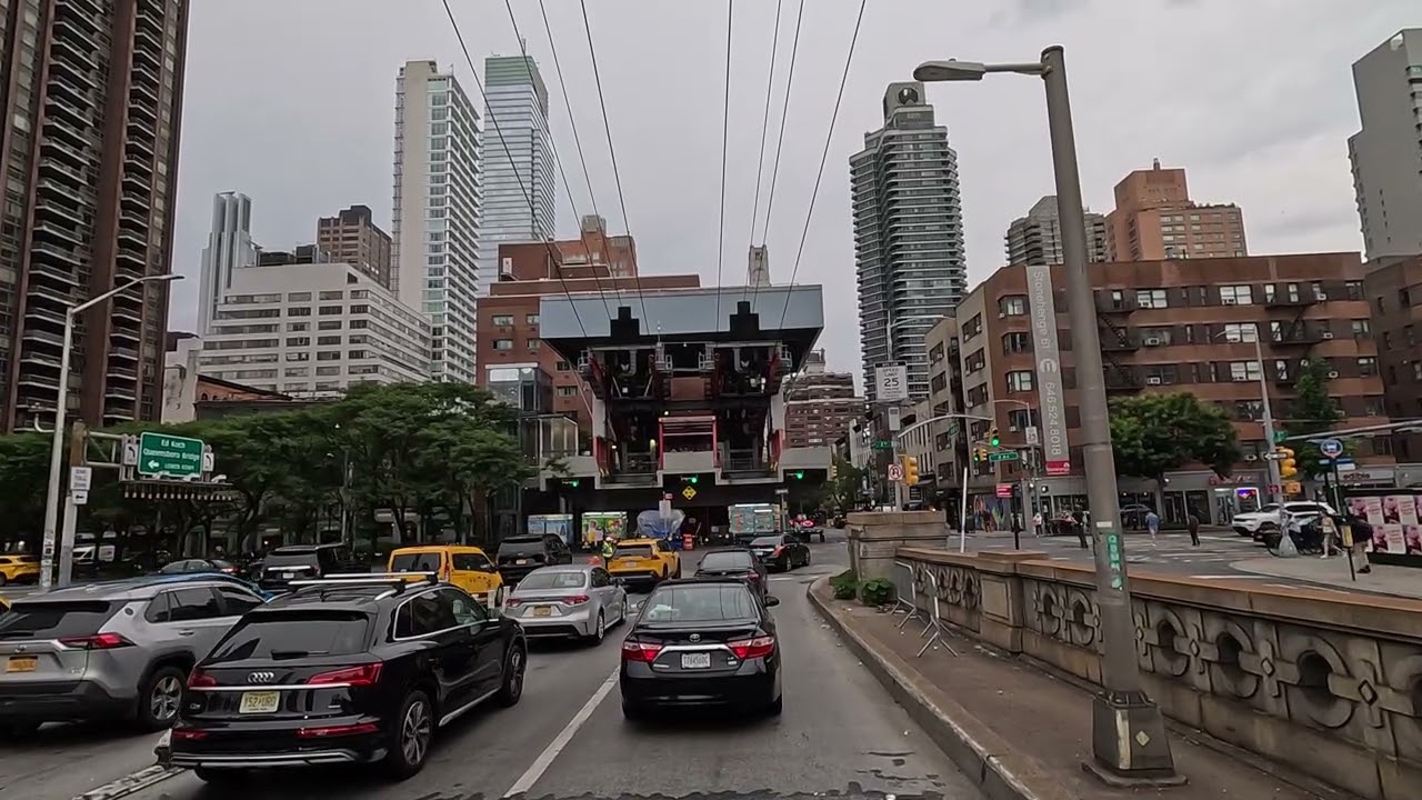 4K Driving from New York City NYC Borough Boro of Queens to Manhattan Est West Side & Back ASMR