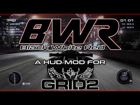 GRID 2 "Black White & Red" HUD mod showcase