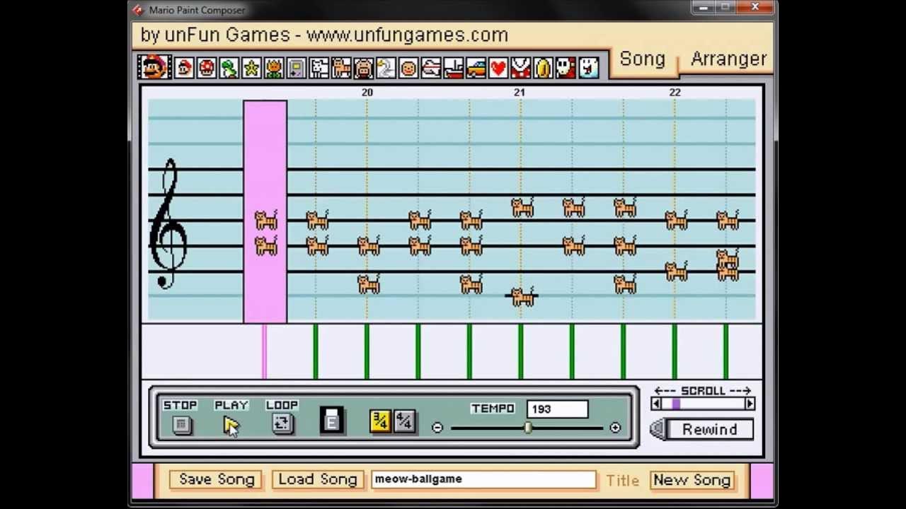 Take Meow to the Ball Game (Mario Paint Composer PC) YouTube