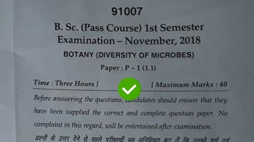 Mdu BSc Med 1st Sem Botany Diversity of Microbes Question Paper 1