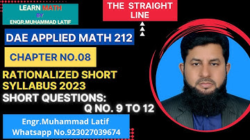 DAE Math 212 2nd year | chapter 8 | The Straight Line |Short Questions | Mathematics | Maths online