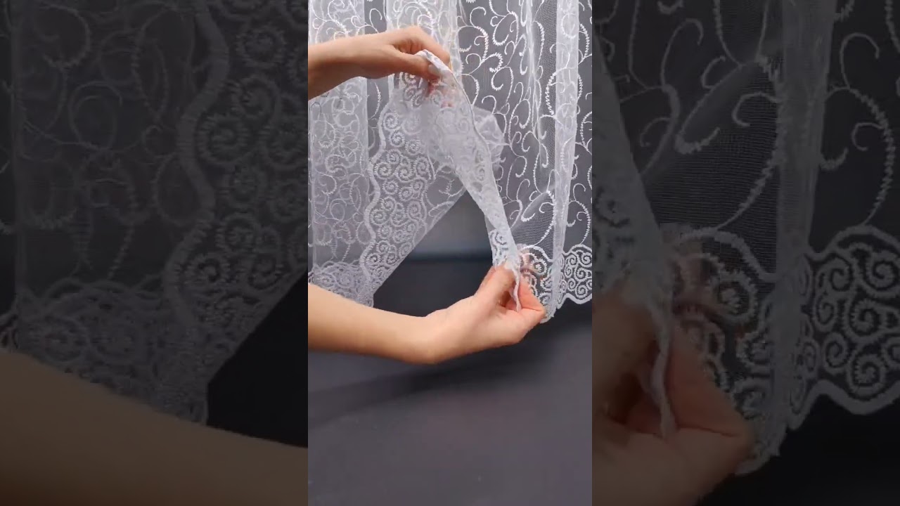 Тюль сетка с вензелями айвори