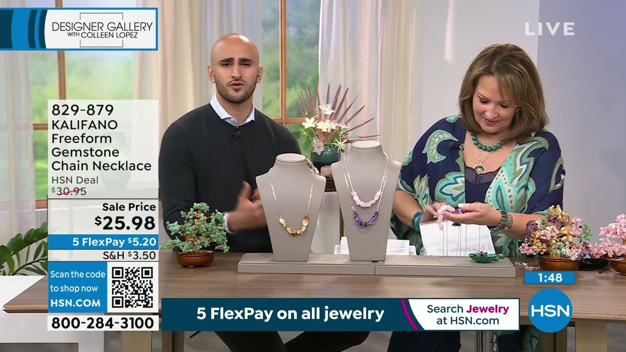 KALIFANO 24" Freeform Gemstone Silvertone Chain Necklace